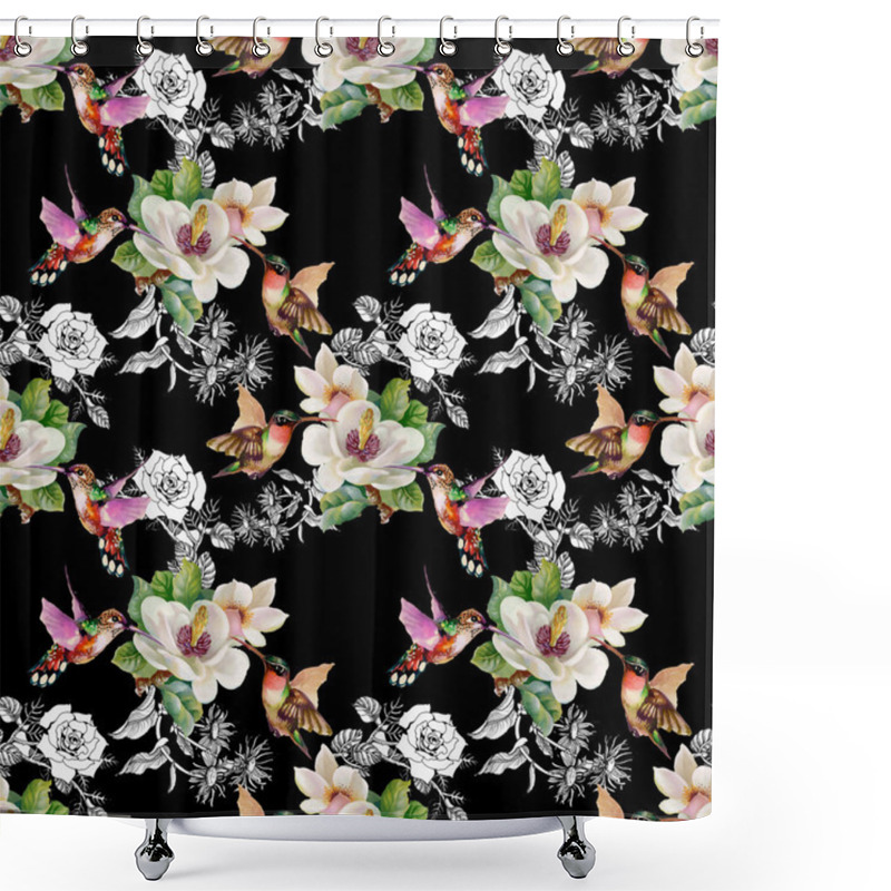 Personality  Exotic Birds With Flowers Shower Curtains