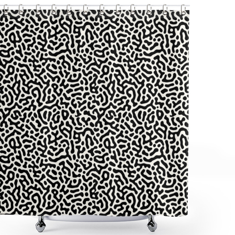 Personality  Seamless Vector Abstract Pattern With Lines And Dots In Monochrome. Background Of Repeatable Organic Rounded Shapes Inspired By Nature, Natural Maze Texture. Shower Curtains