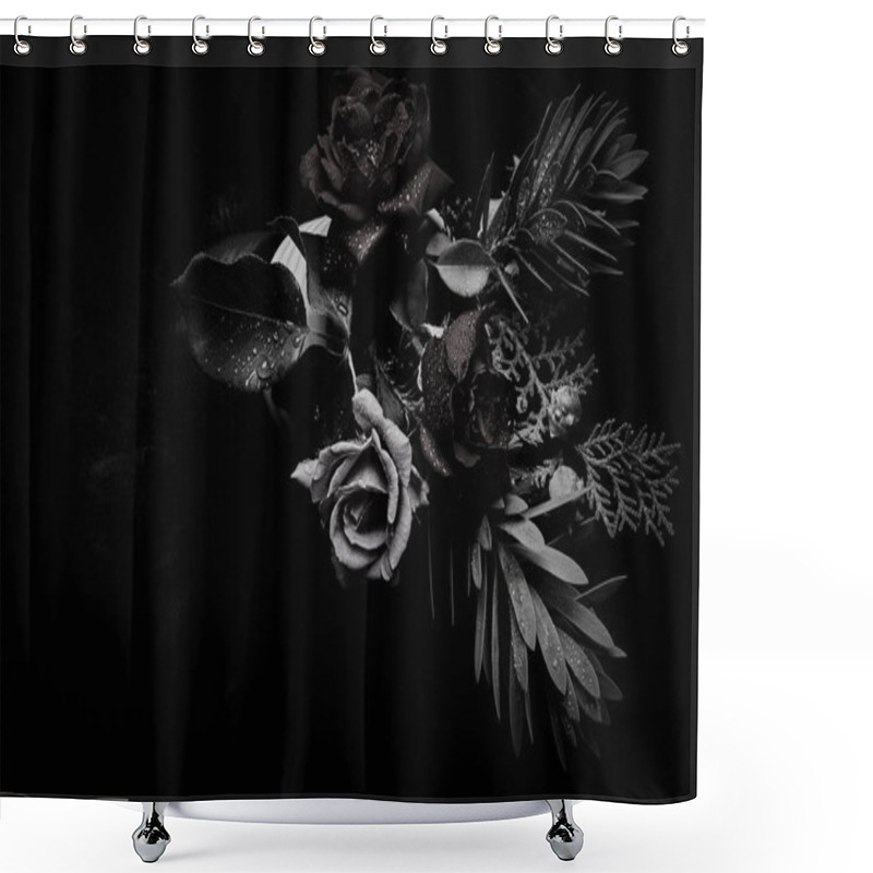 Personality  Black And White Bouquet Studio Backdrop Shot Shower Curtains