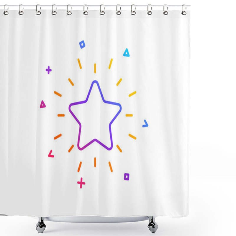 Personality  Rank Star Line Icon. Success Reward Symbol. Best Result Sign. Gradient Line Button. Rank Star Icon Design. Colorful Geometric Shapes. Vector Shower Curtains