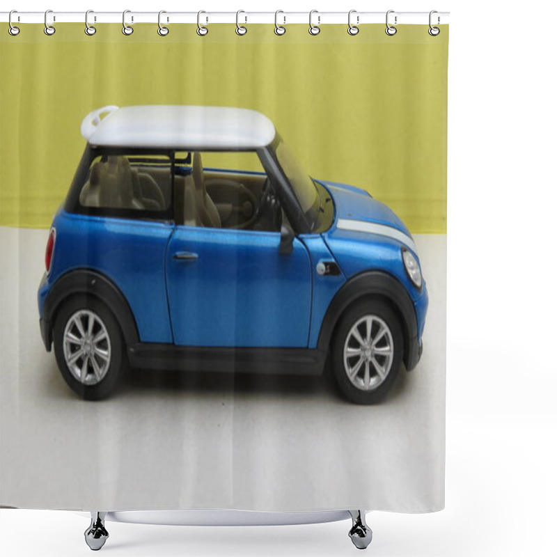 Personality  Light Blue Mini Cooper Car (2013 Version) Shower Curtains