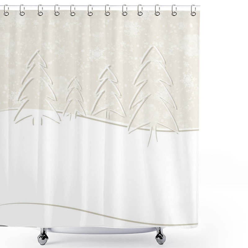 Personality  Christmas Card With Trees Shower Curtains