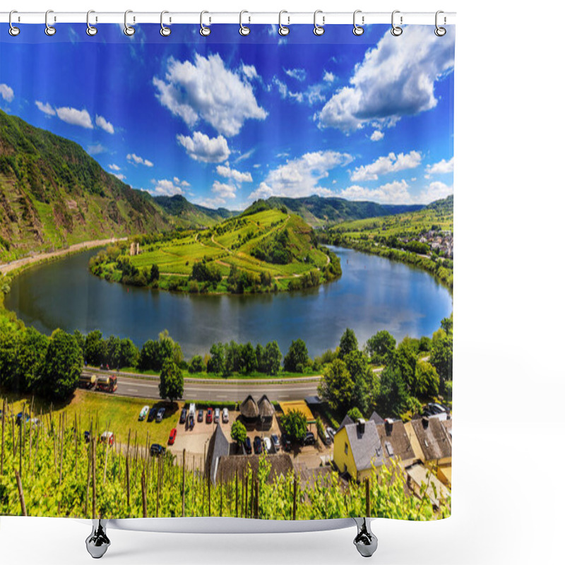 Personality  Moselle Valley Germany: View From Bremm Viewpoint On Moselle Loop With River Moselle In Summer, Germany Europe Shower Curtains