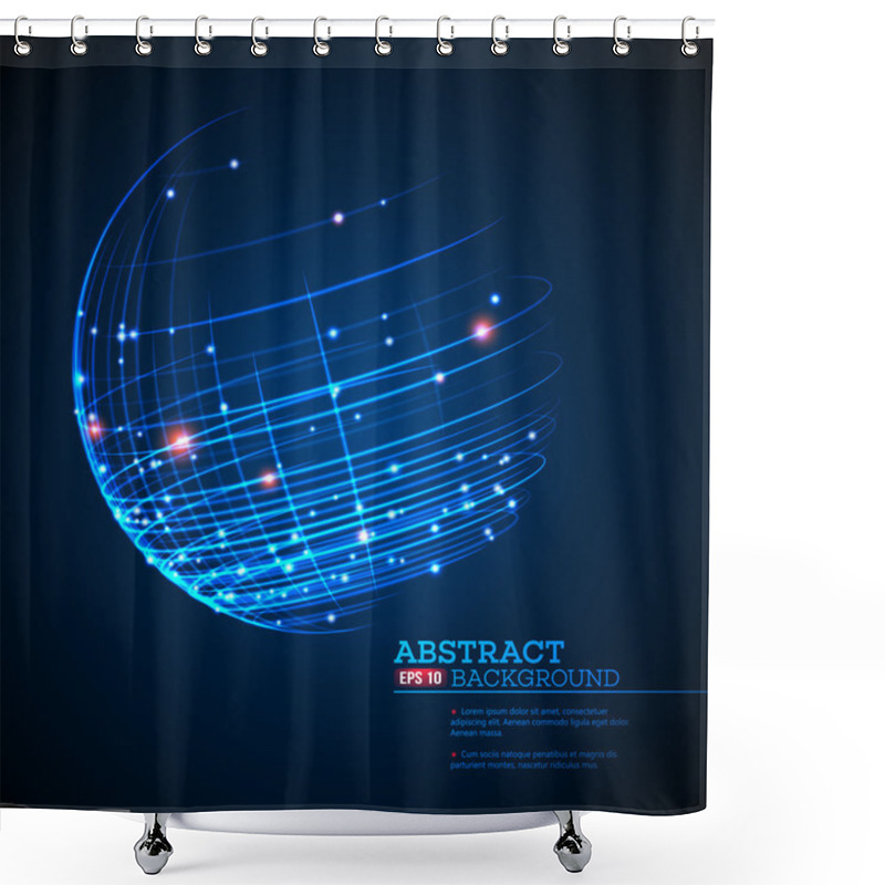 Personality  Point And Curve Constructed The Sphere Wireframe, Technological Sense Abstract Background. Vector Illustration Shower Curtains