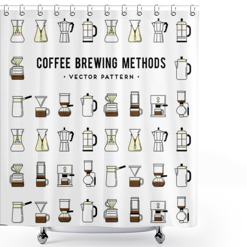 Personality  Coffee Brewing Methods Pattern. Shower Curtains