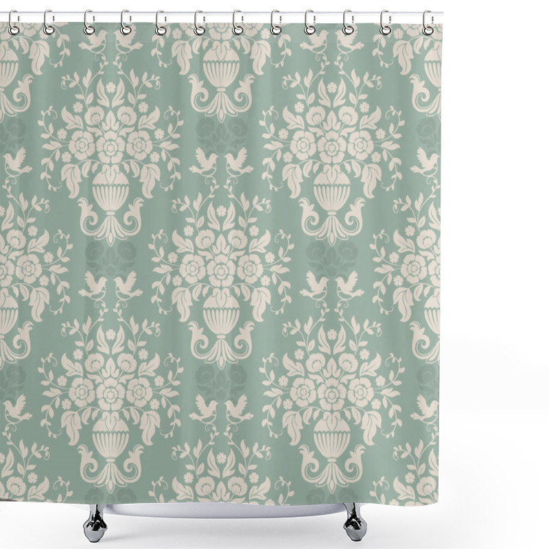 Personality  Blue Baroque Bright Pattern Shower Curtains