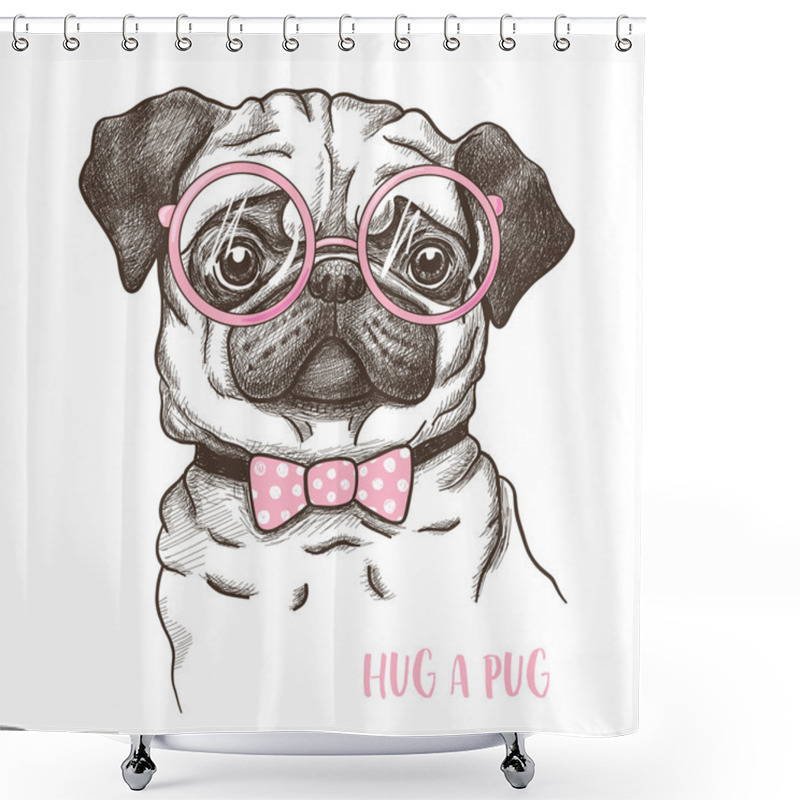 Personality  Funny Fashionable Pug Shower Curtains