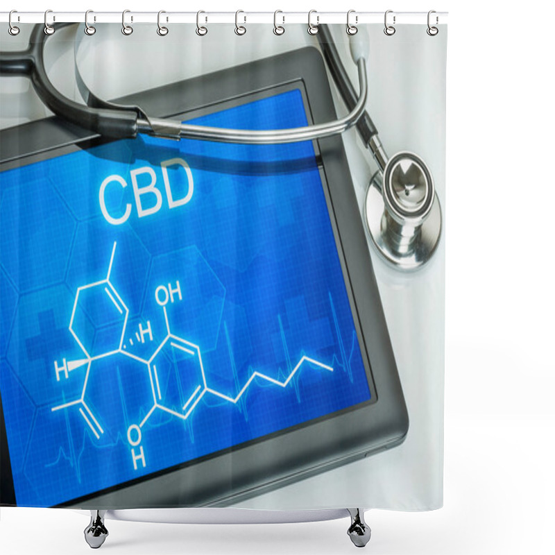 Personality  Tablet With The Chemical Formula Of CBD Shower Curtains