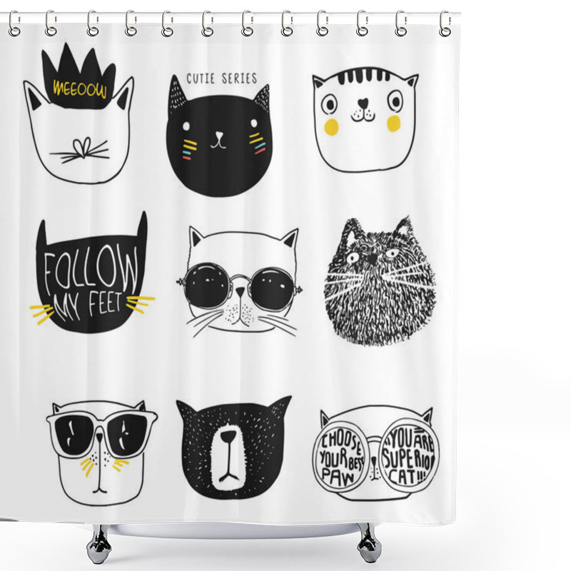 Personality  Set Different Cats Shower Curtains