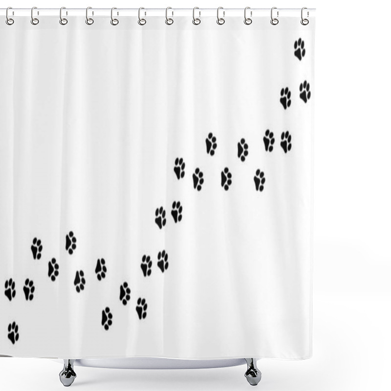 Personality  Track Of Paw Footprints From A Cat, Tiger, Lion, Jaguar, Panther, Leopard, Snow Bars, Cougar, Cheetah, Felines. Silhouette Diagonal Track. Vector On White. For Pet Shop, Textiles Print On Clothes Shower Curtains