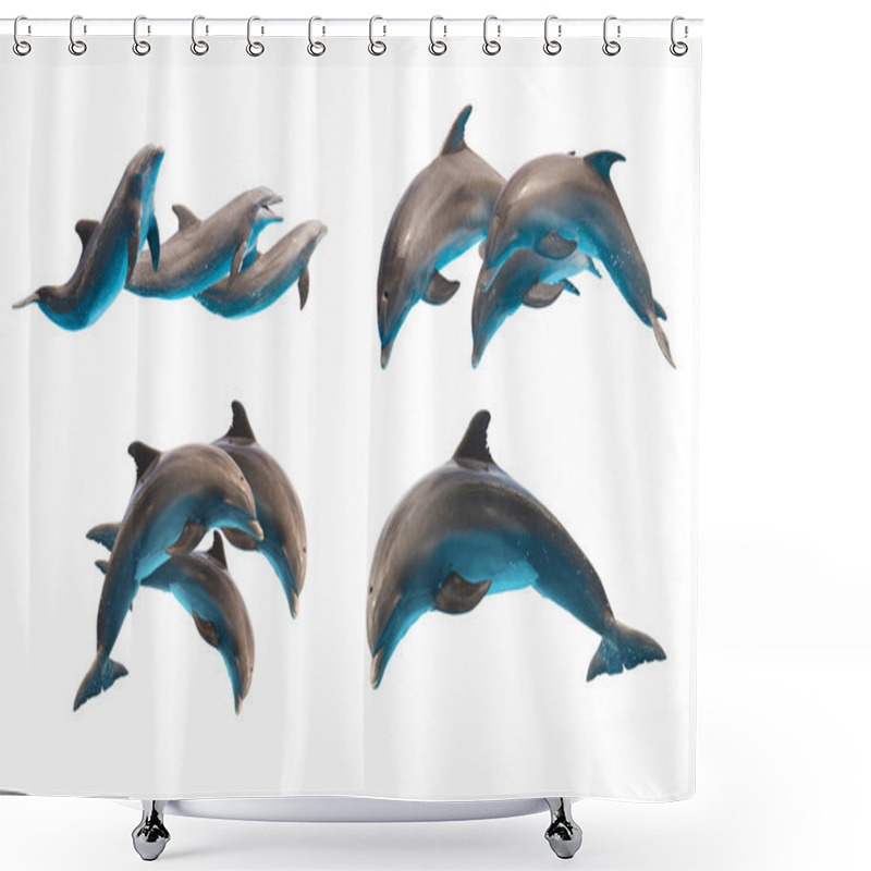 Personality  Jumping Dolphins On White Shower Curtains