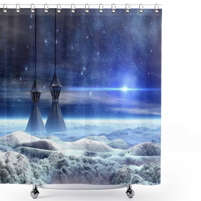 Personality  3D Rendering Of A Fantasy Alien Planet - 3D Illustration Shower Curtains