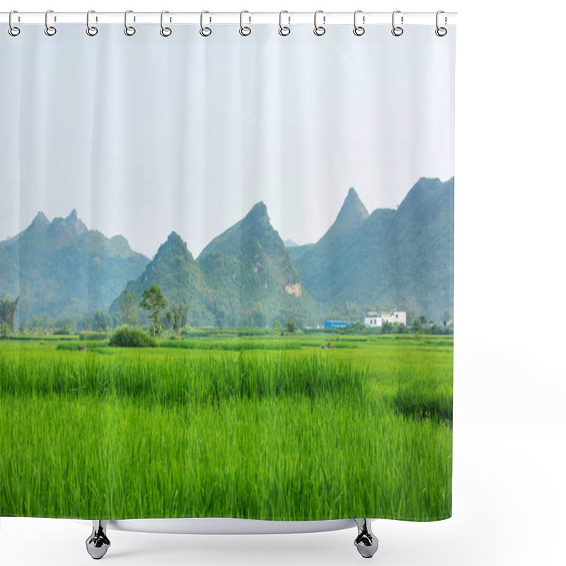 Personality  Chinese Scenic Rice Field In Guangxi Shower Curtains