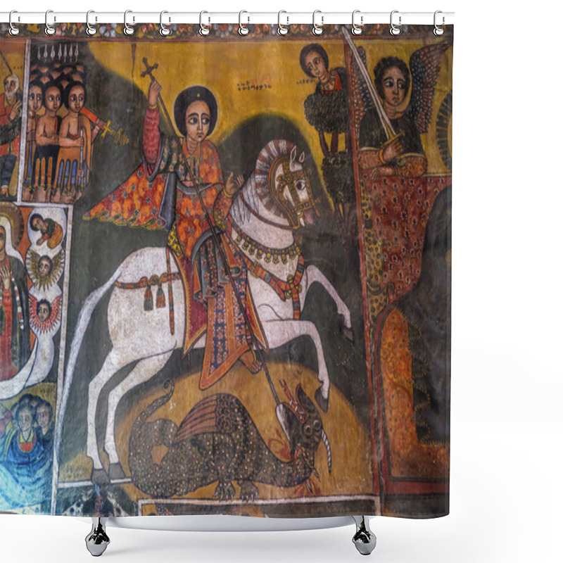 Personality  Gondar, Ethiopia - January 16: Interior Painted With Frescoes In The Church Of Debra Berhan Selassie On January 16, 2018 In Gondar, Ethiopia. Shower Curtains