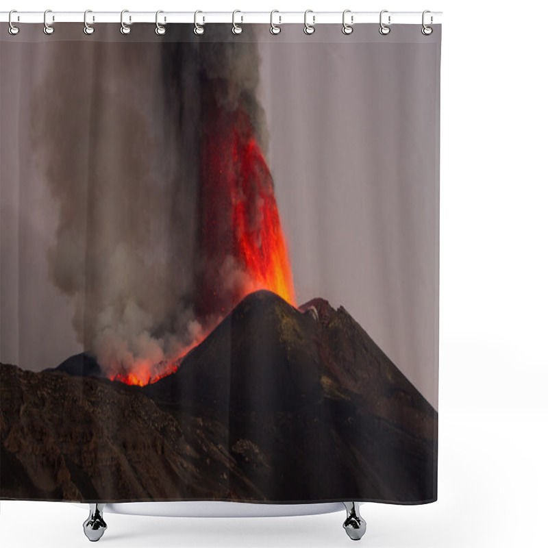 Personality  Mount Etna Eruption And Lava Flow Shower Curtains