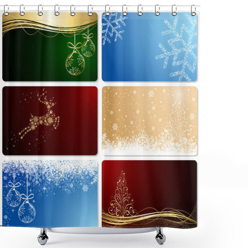 Personality  Set Of Christmas Cards Shower Curtains