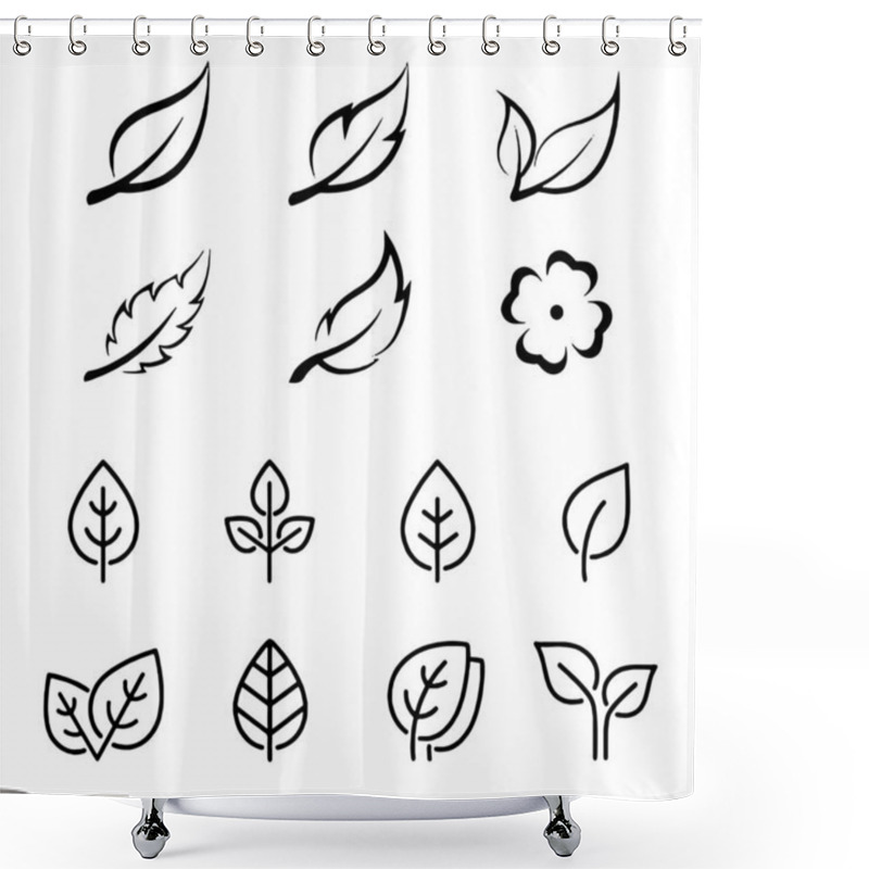 Personality  Leaf Icon Set White Background Leaves Icon Vector Set Isolated Shower Curtains