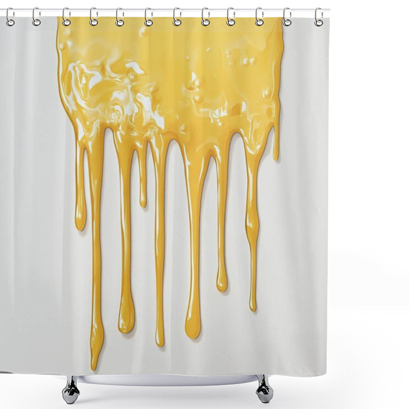 Personality  Melted Cheese Dripping - Close-Up Of Gooey Cheese Texture Shower Curtains