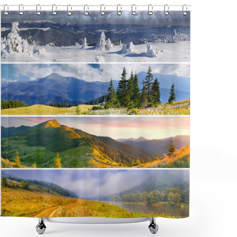 Personality  Set Of The 4 Seasons Landscape Shower Curtains