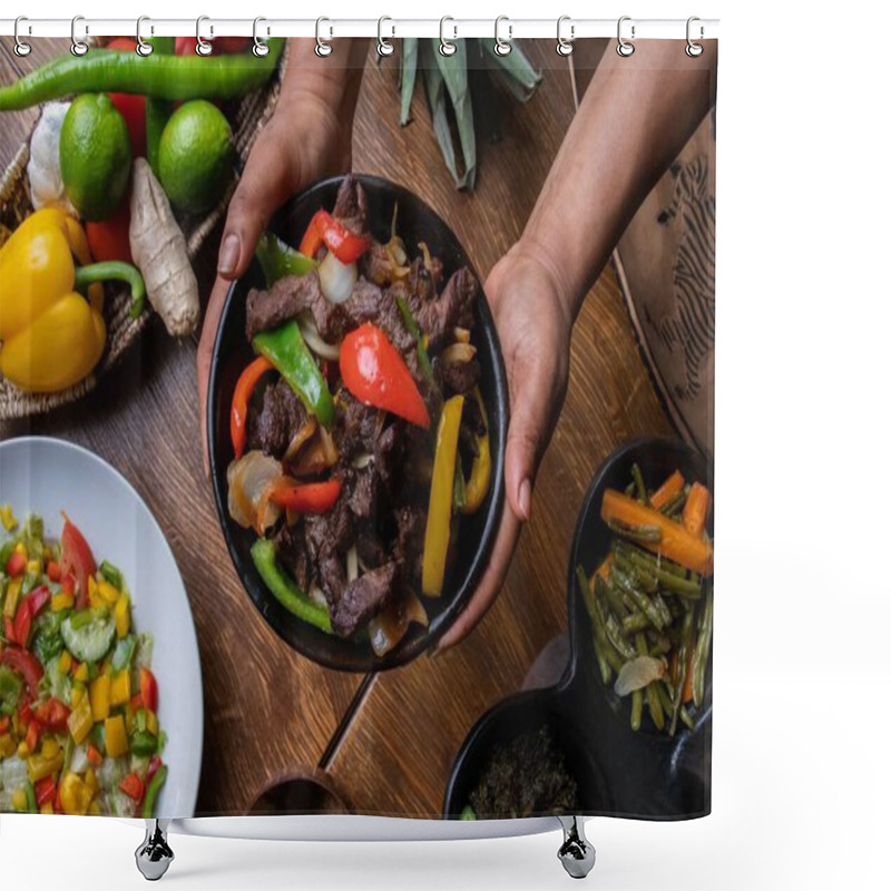 Personality  A Person Holding A Bowl Of The Ethiopian Delicious Derek Tibs Meat Dish Shower Curtains