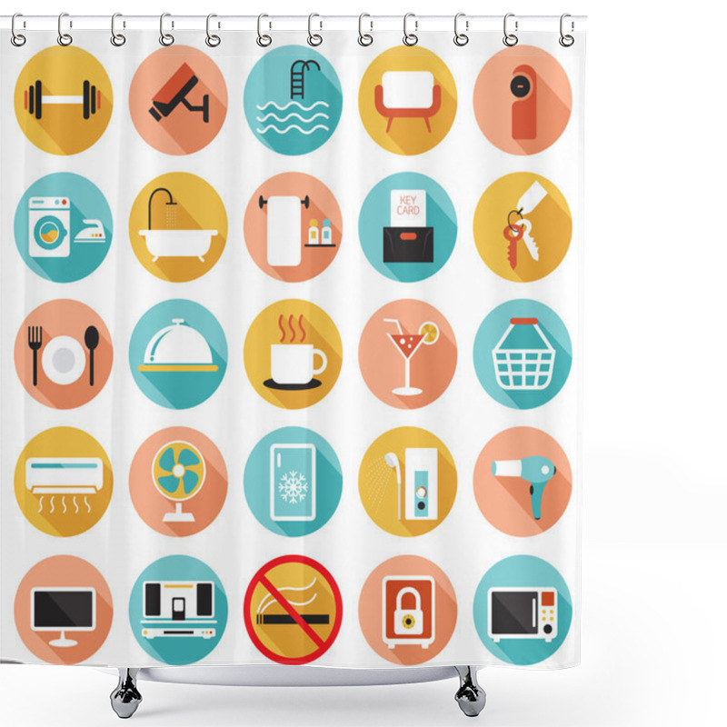 Personality  Hotel Accommodation Amenities Services Icons Set B Shower Curtains