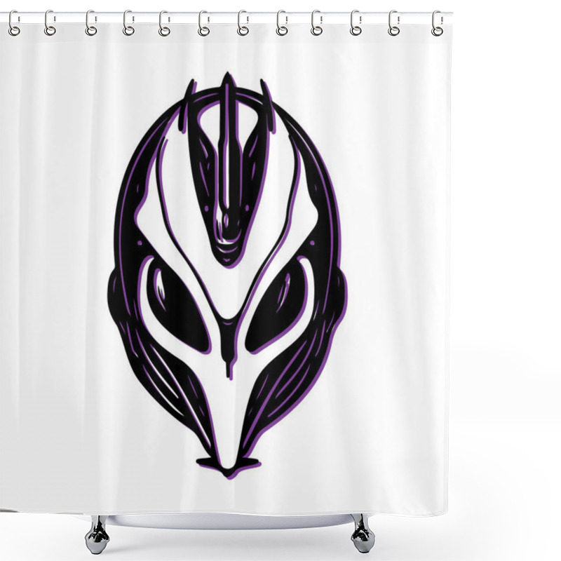 Personality  Alien Head Mascot Logo Design. Concept Of Futuristic, Science Fiction, And Gaming. Shower Curtains