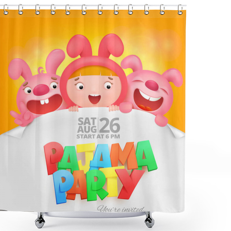 Personality  Pajama Party Invitation Card With Cartoon Emoji Characters Shower Curtains