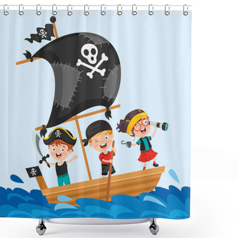 Personality  Cute Little Pirate Children Posing Shower Curtains