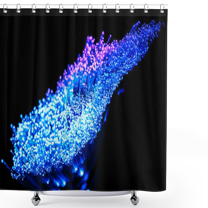 Personality  Glowing Blue And Purple Fiber Optics On Dark Background Shower Curtains