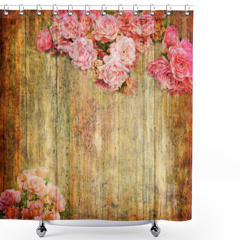 Personality  Grunge Abstract Background With Roses Shower Curtains