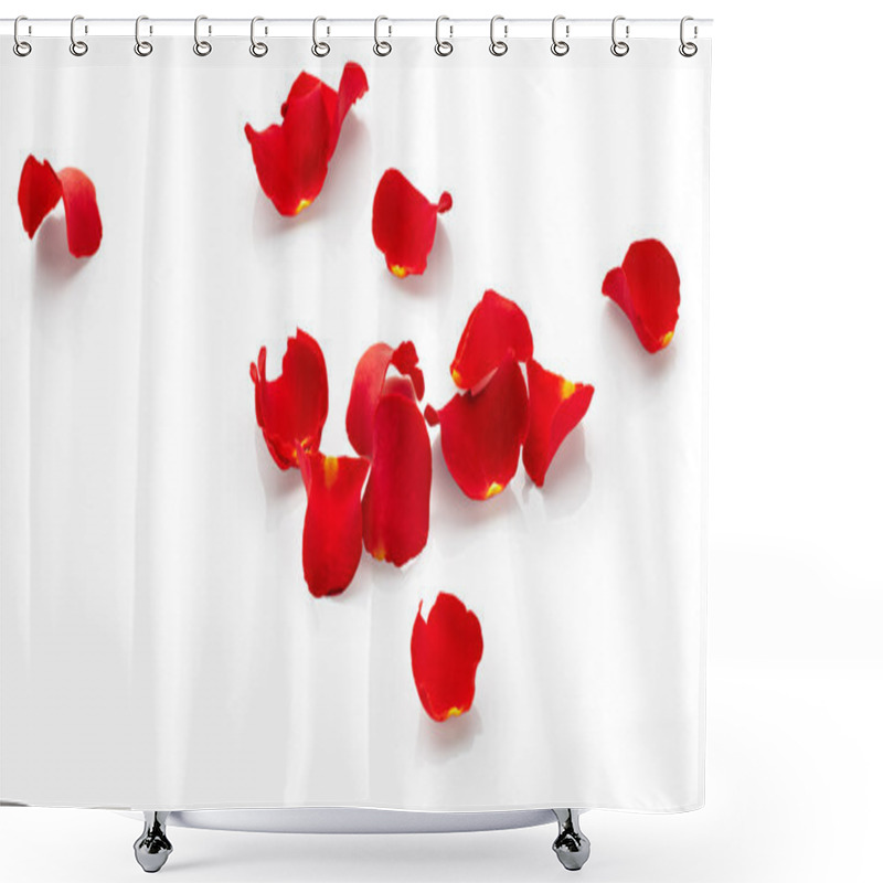 Personality  Rose Petals Isolated On White Background Shower Curtains