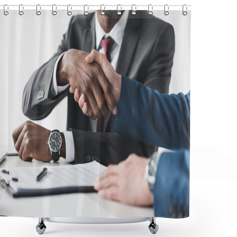 Personality  Multicultural Businessmen Handshake Shower Curtains