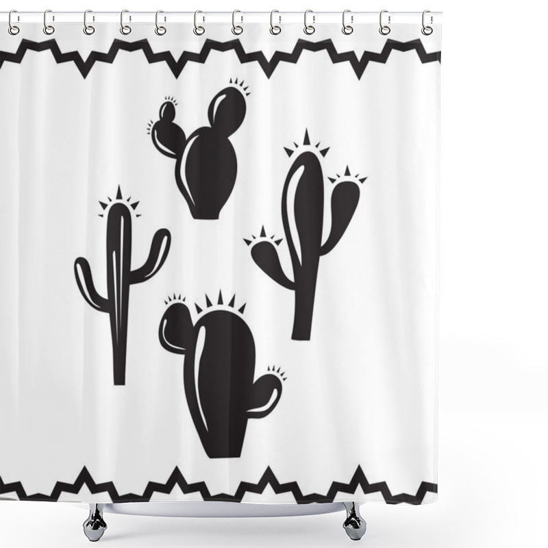 Personality  Cactus Silhouettes Shower Curtains