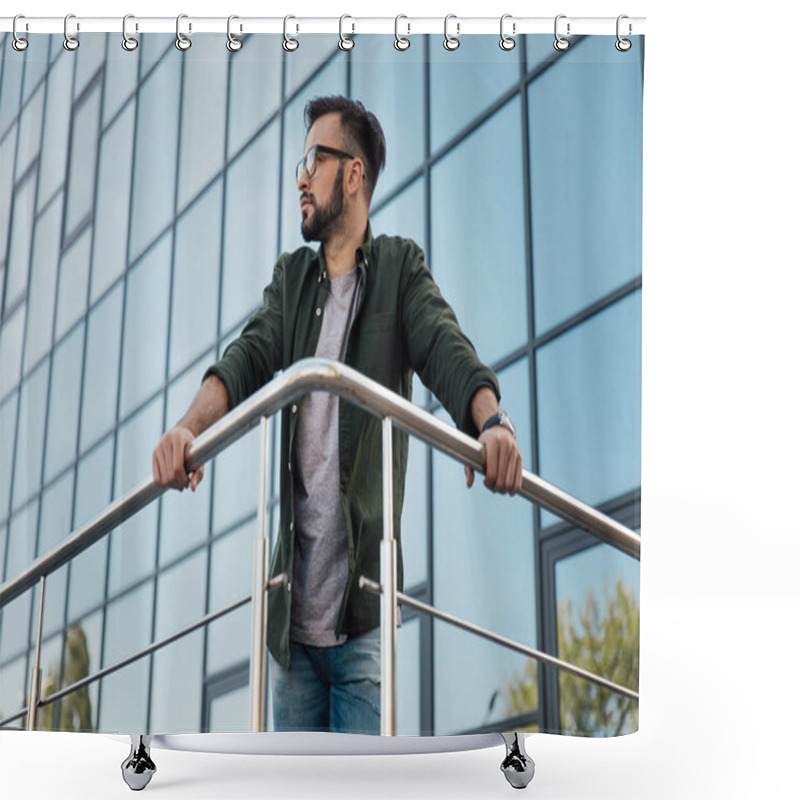 Personality  Young Man In Eyeglasses Shower Curtains