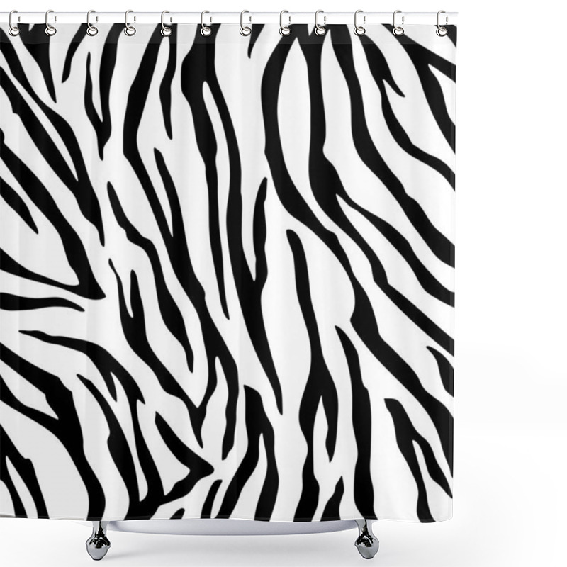 Personality  Full Seamless Wallpaper For Zebra And Tiger Stripes Animal Skin Pattern. Black And White Design For Textile Fabric Printing. Fashionable And Home Design Fit. Shower Curtains