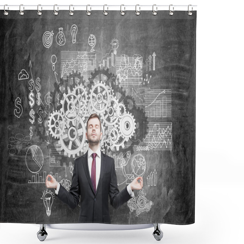 Personality  Teamwork Concept With Meditating Businessman Shower Curtains