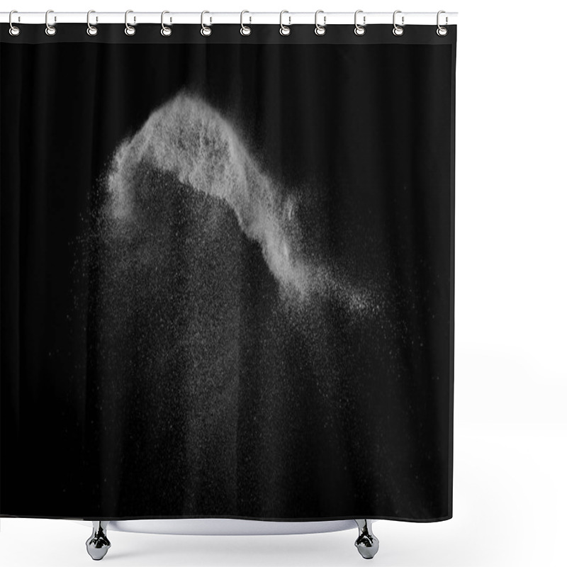 Personality  Freeze Motion Of White Particles On Black Background.  Shower Curtains