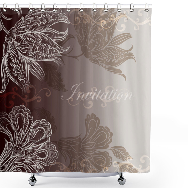 Personality  Wedding Invitation Design With Floral Swirls Shower Curtains