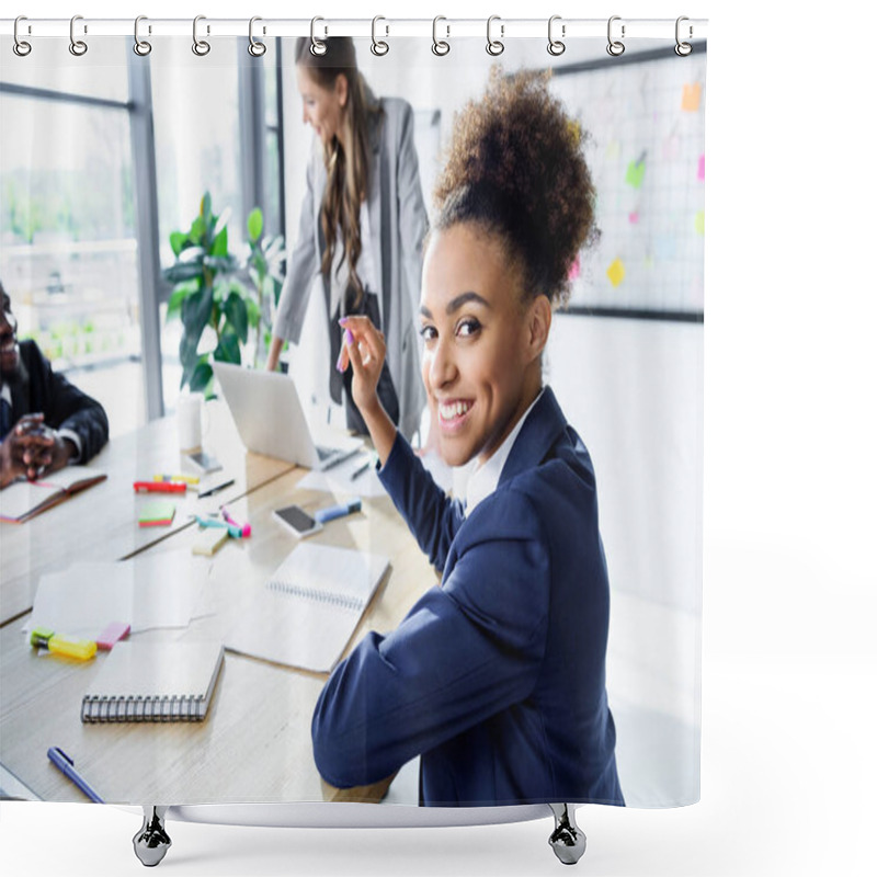 Personality  African American Businesswoman In Office Shower Curtains