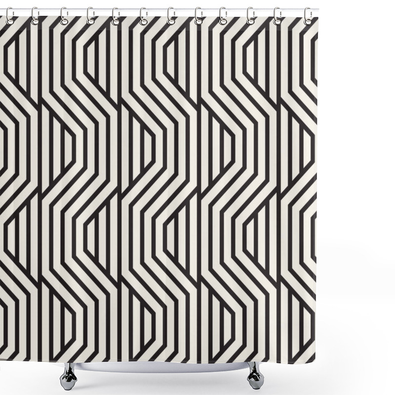 Personality  Vector Seamless Geometric Pattern. Modern Stylish Interlaced Lines Abstract Texture. Polygonal Linear Grid From Striped Elements. Shower Curtains