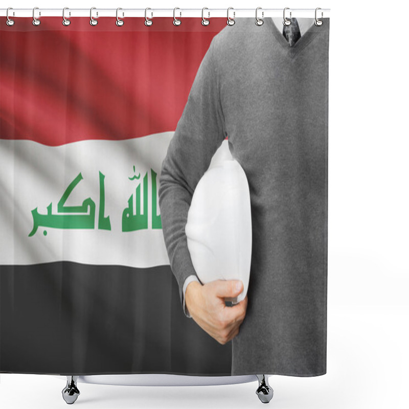 Personality  Architect With Flag On Background  - Iraq Shower Curtains