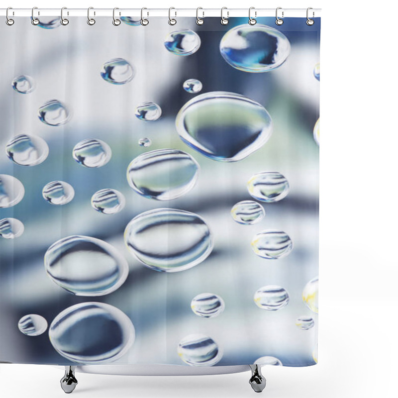 Personality  Beautiful Transparent Water Drops On Light Blurred Background Shower Curtains