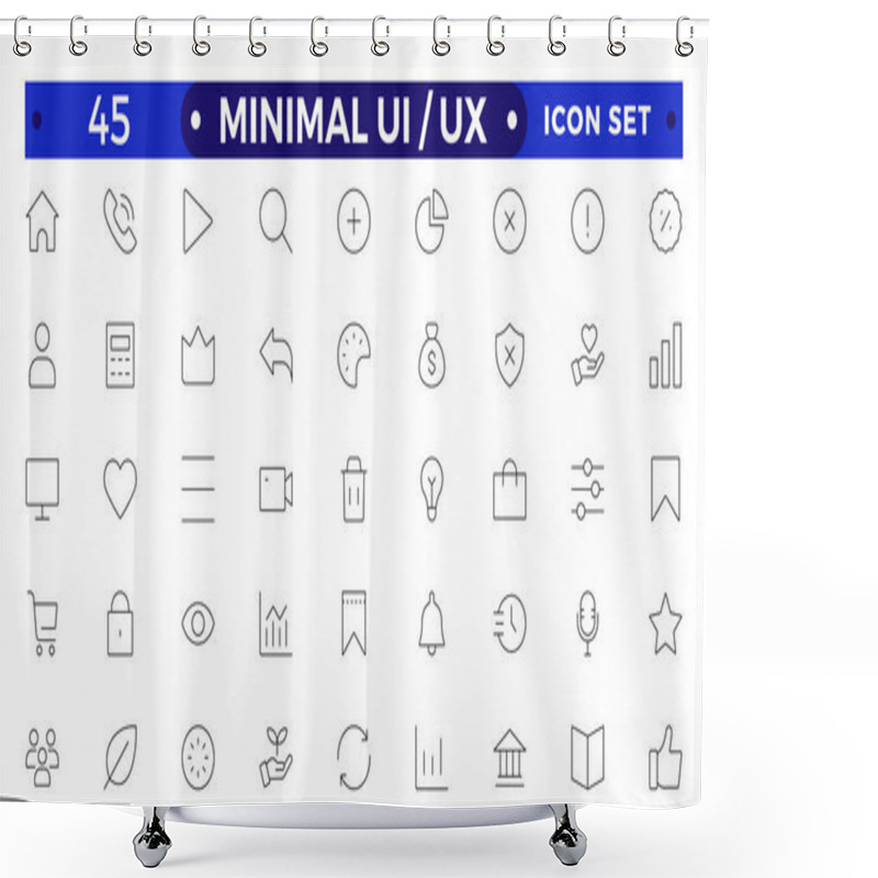 Personality  Best Collection Of Ui Ux Icon Set, User Interface Icon Set Collection.Basic User Interface Essential Set.Line Outline Icons. For App, Web, Print Shower Curtains