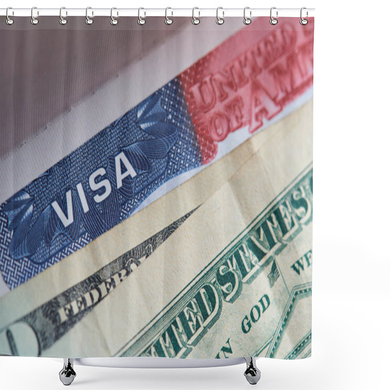 Personality  Macro Of Visa Stamp Shower Curtains