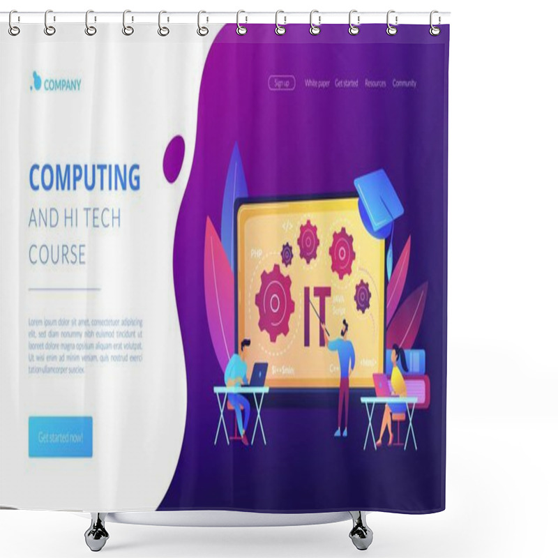 Personality  Software Development. Programming, Coding Learning. Information Technology Courses, IT Courses For All Levels, Computing And Hi Tech Course Concept. Website Homepage Landing Web Page Template. Shower Curtains