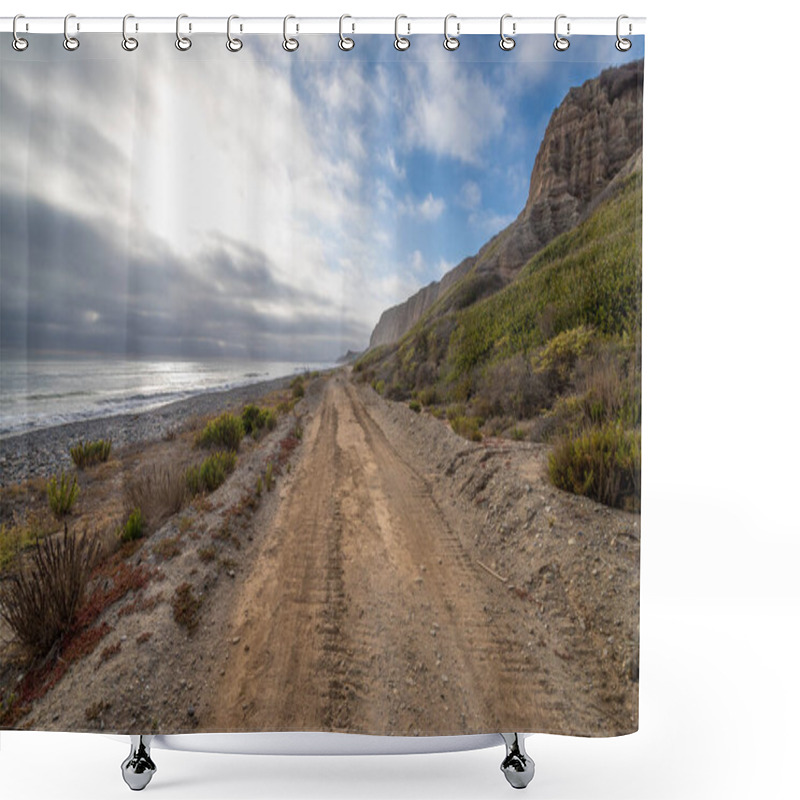 Personality  Stroll Along Bluffs Beach Trail In San Clemente, Enjoying Coastal Views And Natural Landscapes Under A Partly Cloudy Sky. Shower Curtains