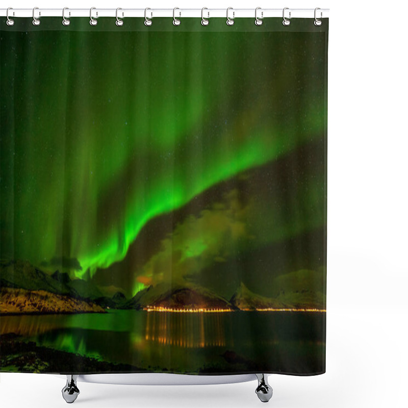 Personality  Beautiful Aurora Borealis, Polar Lights, Over Mountains In The North Of Europe - Lofoten Islands, Norway Shower Curtains