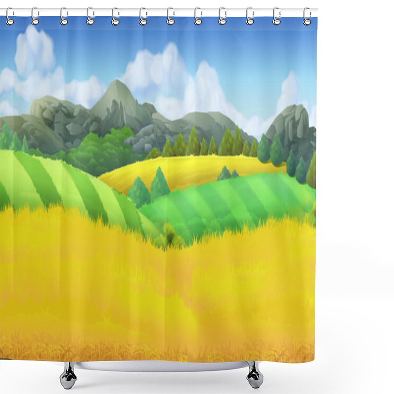 Personality  Farm Landscape Vector Background Shower Curtains