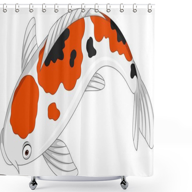 Personality  Vector Illustration Of Cartoon Cute Koi Fish On White Background Shower Curtains