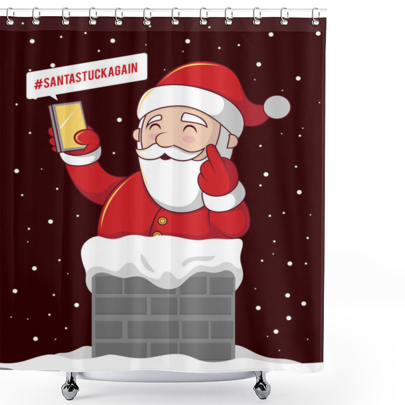 Personality  Santa Claus Vector Illustration. Christmas Concept Design, Tech Santa Shower Curtains